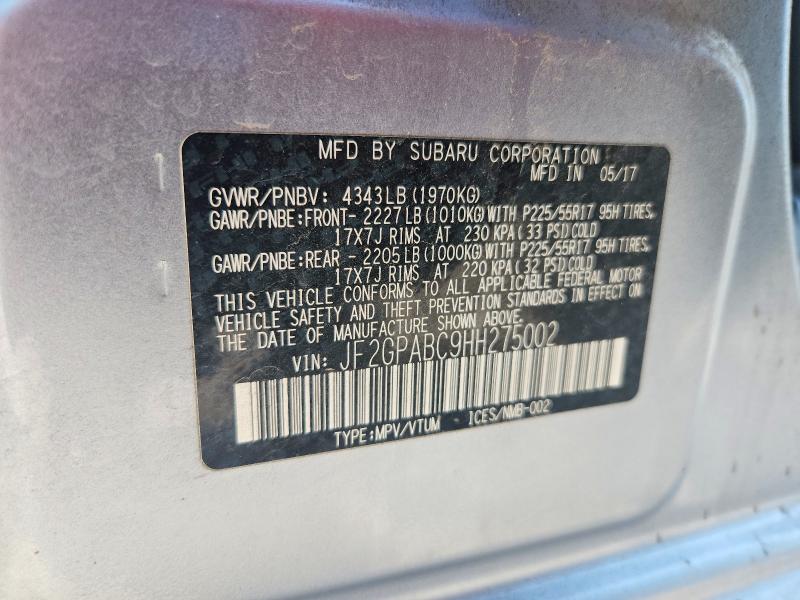 64665166 :رقم المزاد ، JF2GPABC9HH275002 vin ، 2017 Subaru Crosstrek مزاد بيع