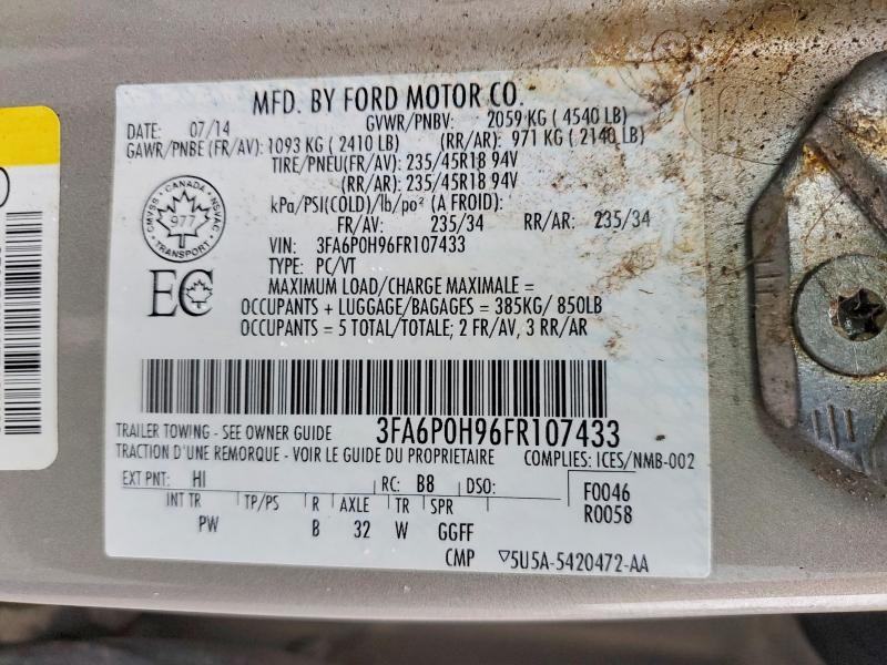 66432586 :رقم المزاد ، 3FA6P0H96FR107433 vin ، 2015 Ford Fusion مزاد بيع