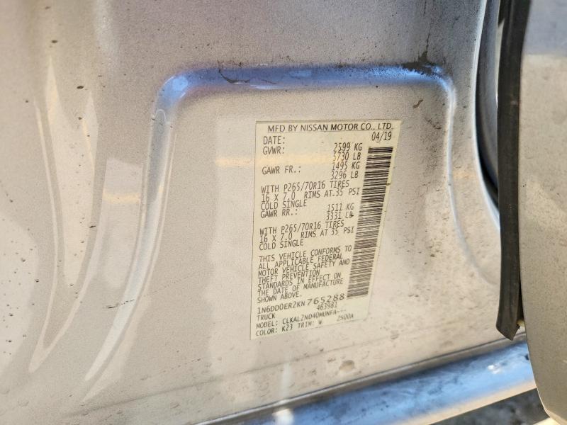 66949336 :رقم المزاد ، 1N6DD0ER2KN765288 vin ، 2019 Nissan Frontier مزاد بيع