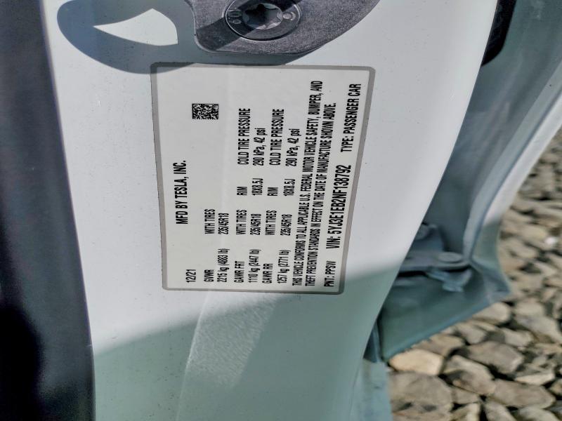 2022 Tesla Model 3 მანქანა იყიდება აუქციონზე, vin: 5YJ3E1EB2NF138792, აუქციონის ნომერი: 66608646