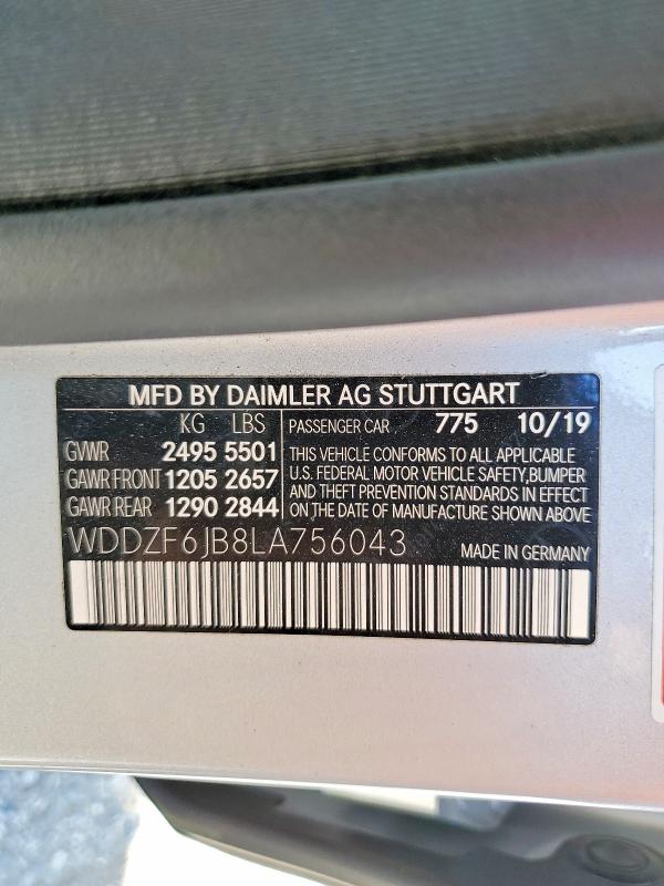 Продажа на аукционе авто 2020 Mercedes-benz E, vin: WDDZF6JB8LA756043, номер лота: 64631426