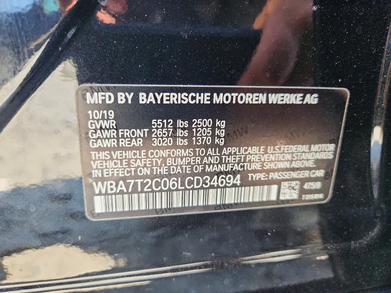 Aukcja sprzedaży 2020 Bmw 740, vin: WBA7T2C06LCD34694, numer aukcji: 66026526