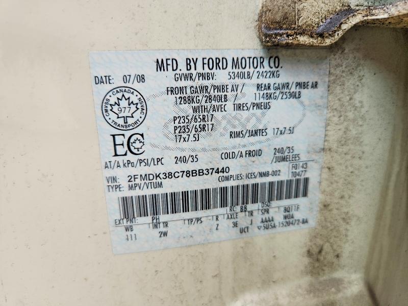 Aukcja sprzedaży 2008 Ford Edge, vin: 2FMDK38C78BB37440, numer aukcji: 62946226