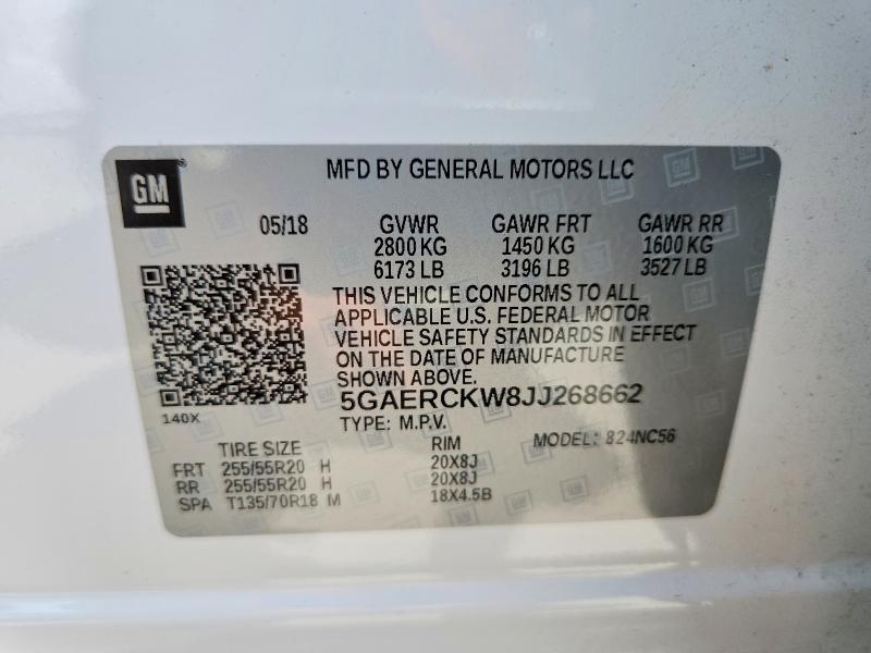 Aukcja sprzedaży 2018 Buick Enclave, vin: 5GAERCKW8JJ268662, numer aukcji: 62721706