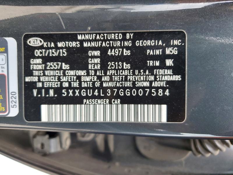 Продаж на аукціоні авто 2016 Kia Optima, vin: 5XXGU4L37GG007584, номер лоту: 65832436
