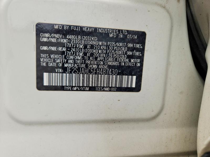 2015 Subaru Forester მანქანა იყიდება აუქციონზე, vin: JF2SJAHC5FH487430, აუქციონის ნომერი: 64425096