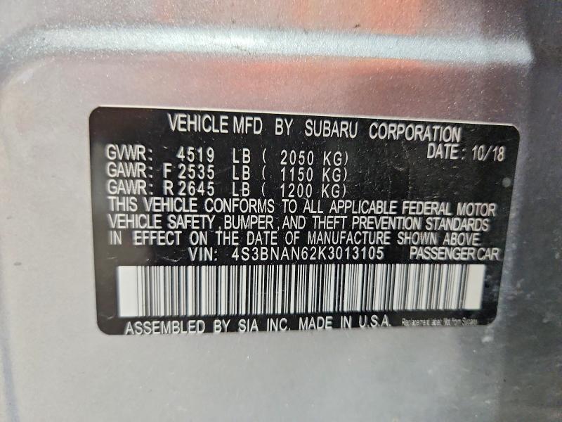 Продаж на аукціоні авто 2019 Subaru Legacy, vin: 4S3BNAN62K3013105, номер лоту: 63835006
