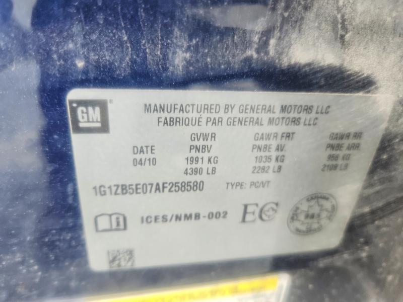 Aukcja sprzedaży 2010 Chevrolet Malibu, vin: 1G1ZB5E07AF258580, numer aukcji: 67289686