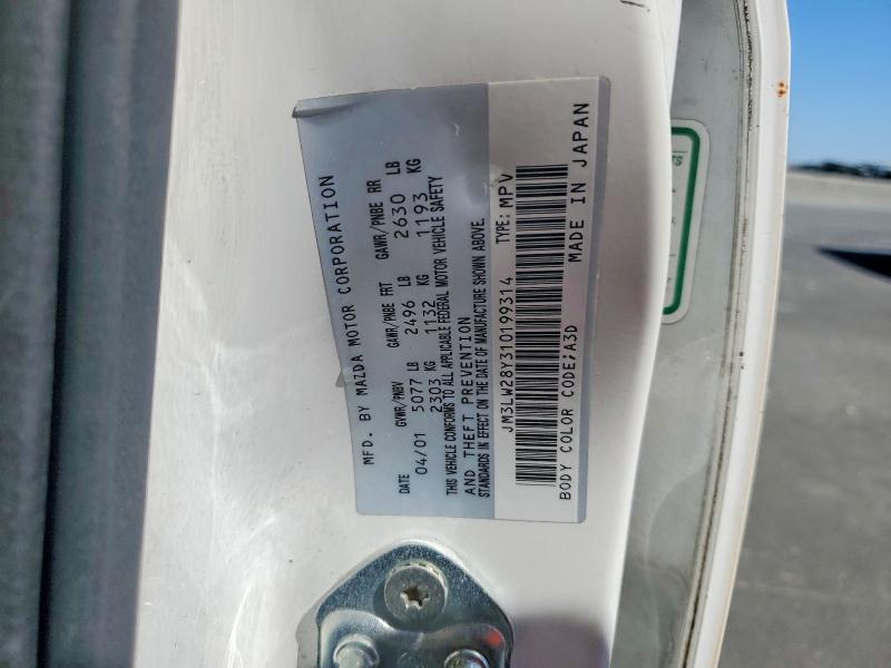64147706 :رقم المزاد ، JM3LW28Y310199314 vin ، 2001 Mazda Mpv مزاد بيع