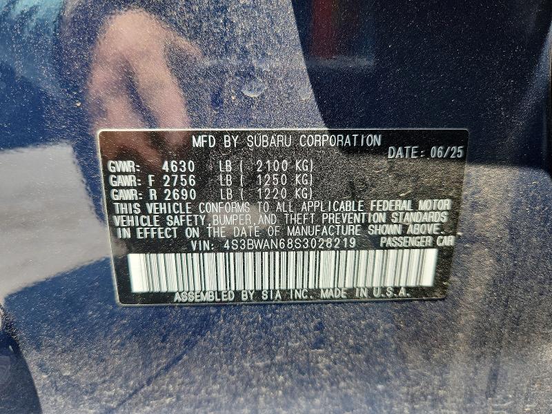 Aukcja sprzedaży 2025 Subaru Legacy, vin: 4S3BWAN68S3028219, numer aukcji: 63839966