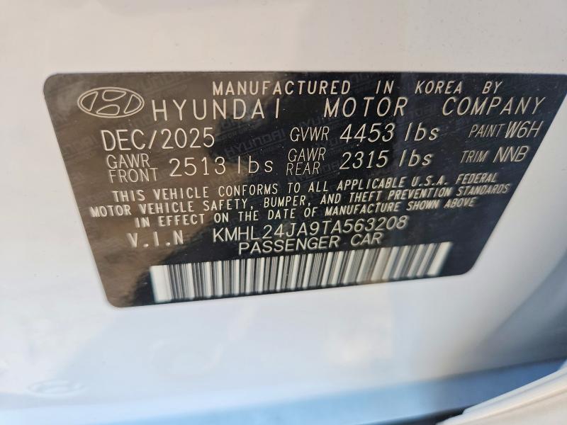 63890986 :رقم المزاد ، KMHL24JA9TA563208 vin ، 2026 Hyundai Sonata مزاد بيع