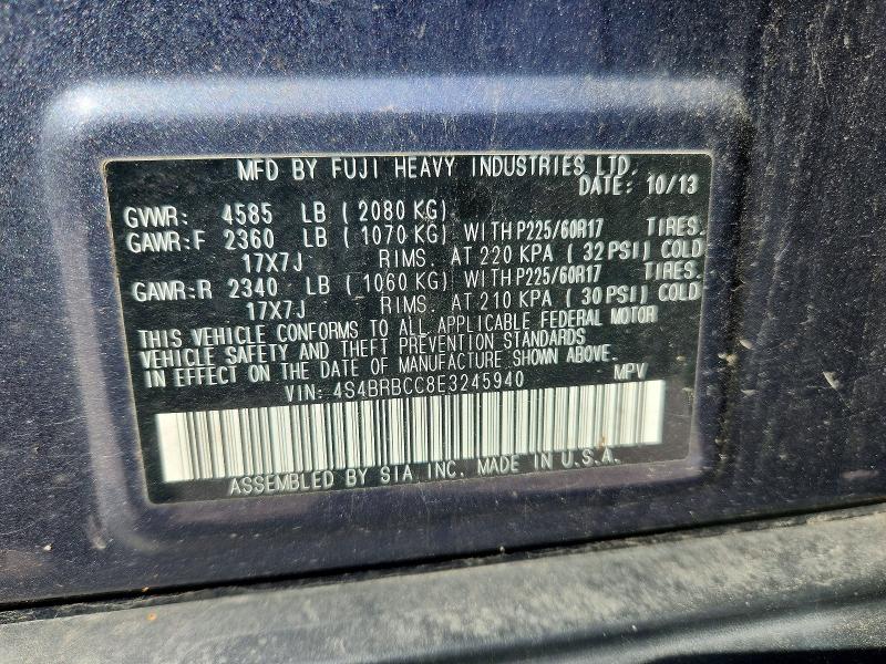 Aukcja sprzedaży 2014 Subaru Outback, vin: 4S4BRBCC8E3245940, numer aukcji: 65594606