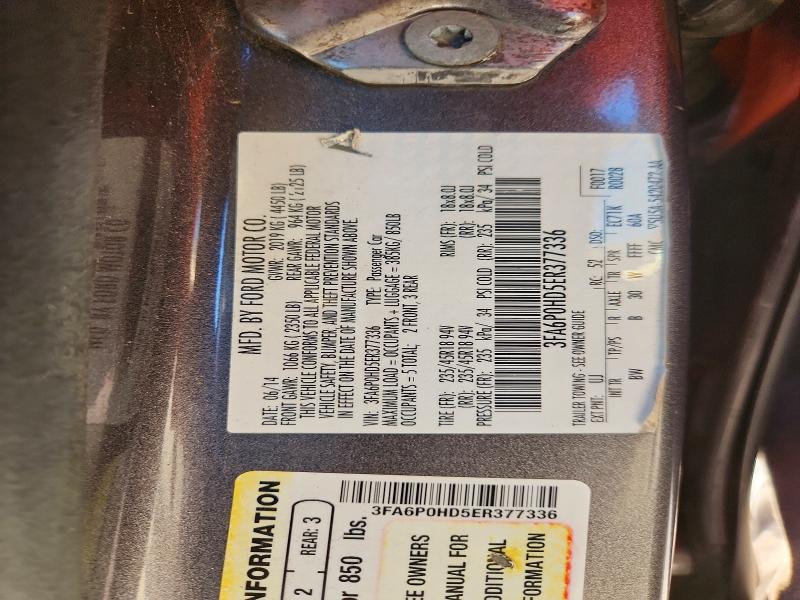 2014 Ford Fusion მანქანა იყიდება აუქციონზე, vin: 3FA6P0HD5ER377336, აუქციონის ნომერი: 66569236