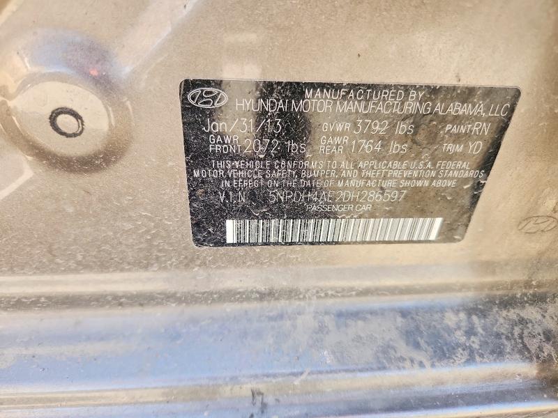 59207096 :رقم المزاد ، 5NPDH4AE2DH286597 vin ، 2013 Hyundai Elantra مزاد بيع