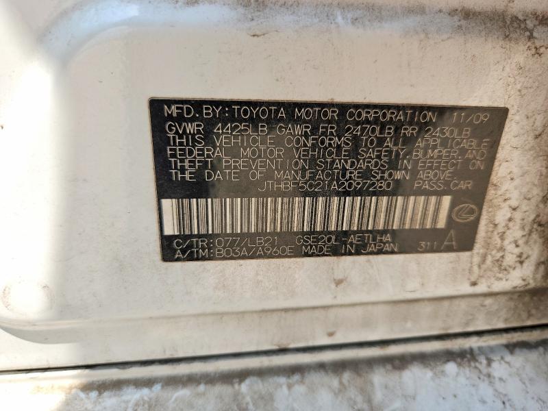 2010 Lexus Is 250 მანქანა იყიდება აუქციონზე, vin: JTHBF5C21A2097280, აუქციონის ნომერი: 66740086