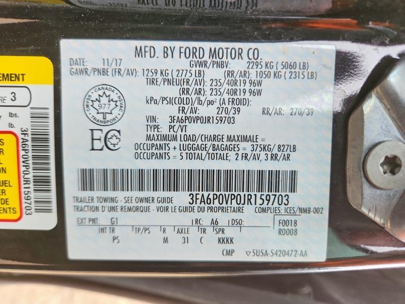 Aukcja sprzedaży 2018 Ford Fusion, vin: 3FA6P0VP0JR159703, numer aukcji: 62420496