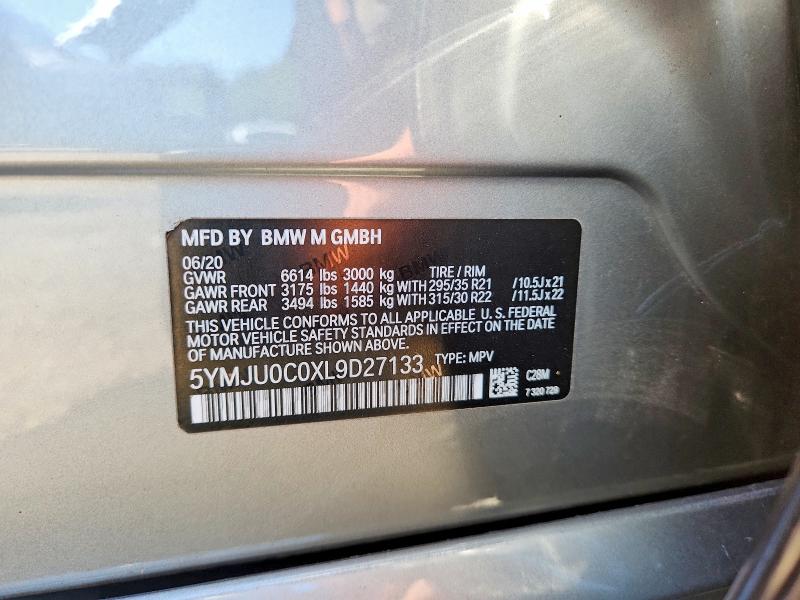 2020 Bmw X5 მანქანა იყიდება აუქციონზე, vin: 5YMJU0C0XL9D27133, აუქციონის ნომერი: 62882706
