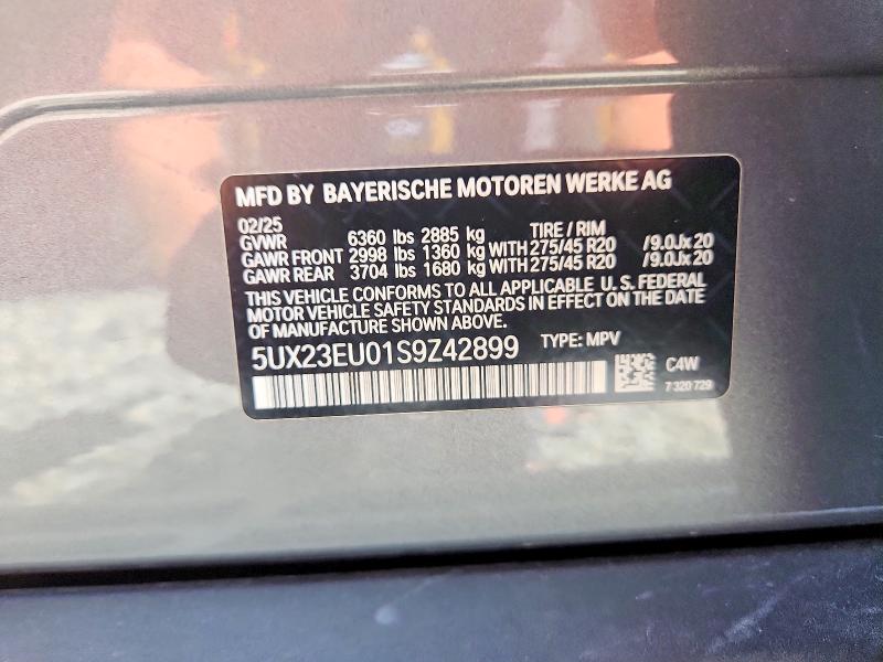2025 Bmw X5 მანქანა იყიდება აუქციონზე, vin: 5UX23EU01S9Z42899, აუქციონის ნომერი: 66352046