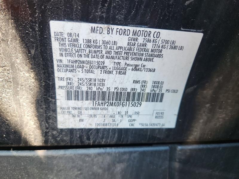 2015 Ford Taurus მანქანა იყიდება აუქციონზე, vin: 1FAHP2MK0FG115029, აუქციონის ნომერი: 63663426