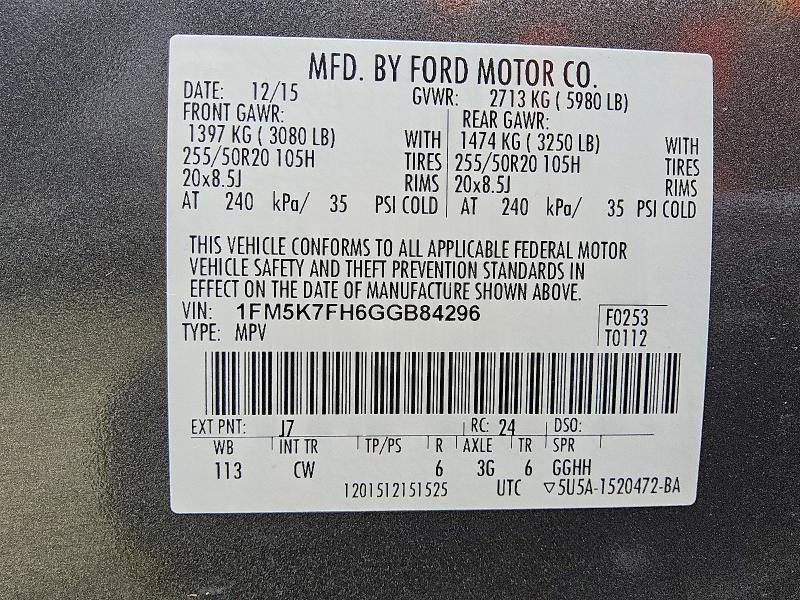 Aukcja sprzedaży 2016 Ford Explorer, vin: 1FM5K7FH6GGB84296, numer aukcji: 60867506
