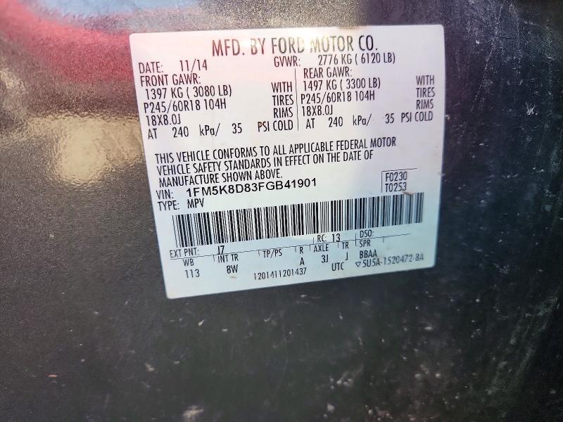 65868286 :رقم المزاد ، 1FM5K8D83FGB41901 vin ، 2015 Ford Explorer مزاد بيع
