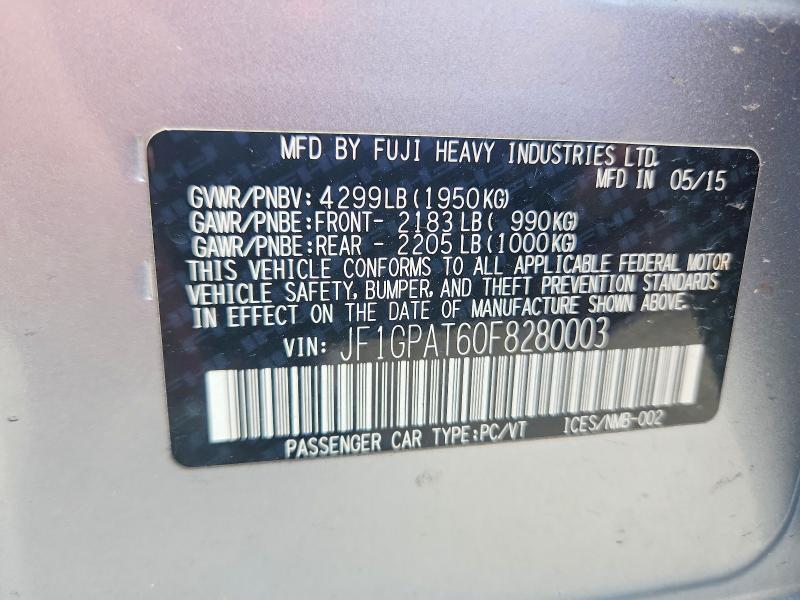 Продаж на аукціоні авто 2015 Subaru Impreza, vin: JF1GPAT60F8280003, номер лоту: 64248106