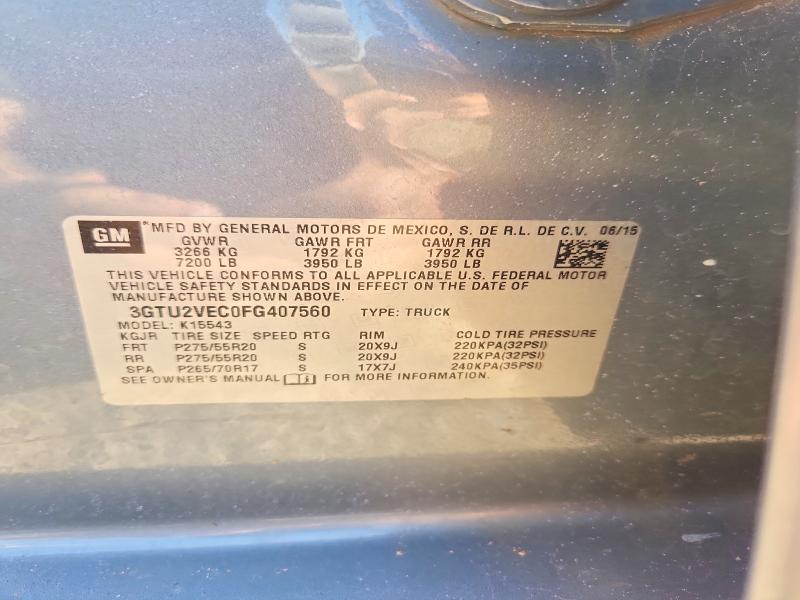 2015 Gmc Sierra მანქანა იყიდება აუქციონზე, vin: 3GTU2VEC0FG407560, აუქციონის ნომერი: 64201456
