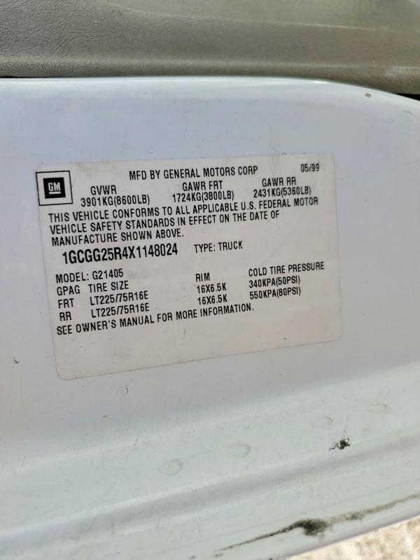Продажа на аукционе авто 1999 Chevrolet Express G2500, vin: 1GCGG25R4X1148024, номер лота: 65568156