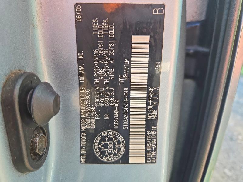 Aukcja sprzedaży 2005 Toyota Sienna, vin: 5TDZA23C45S347048, numer aukcji: 66213506