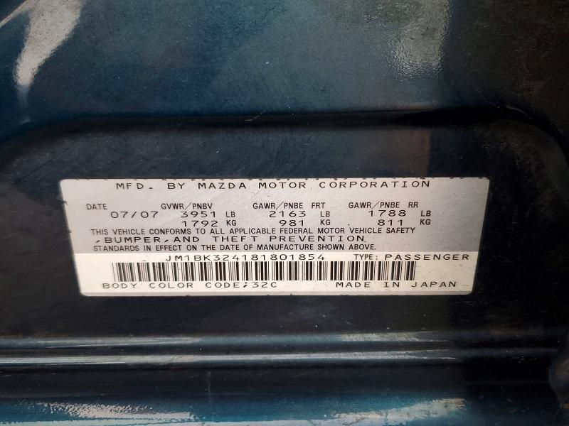 Продажа на аукционе авто 2008 Mazda 3, vin: JM1BK324181801854, номер лота: 63751716