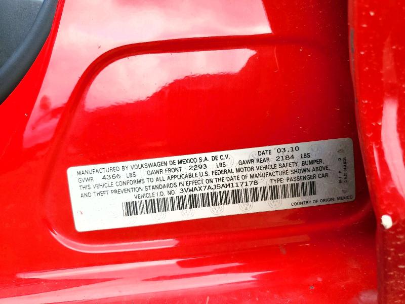 64080686 :رقم المزاد ، 3VWAX7AJ5AM117178 vin ، 2010 Volkswagen Jetta مزاد بيع
