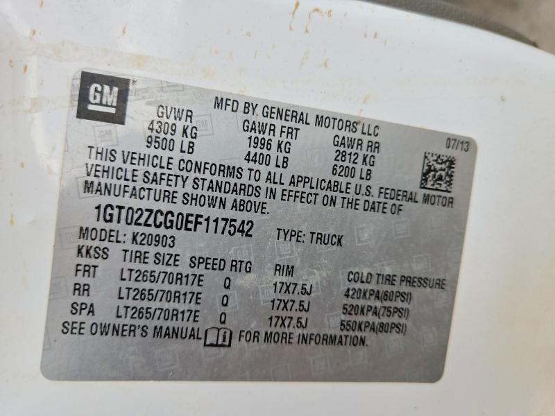 66224326 :رقم المزاد ، 1GT02ZCG0EF117542 vin ، 2014 Gmc Sierra مزاد بيع