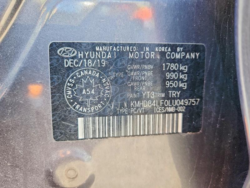 66287226 :رقم المزاد ، KMHD84LF0LU049757 vin ، 2020 Hyundai Elantra مزاد بيع