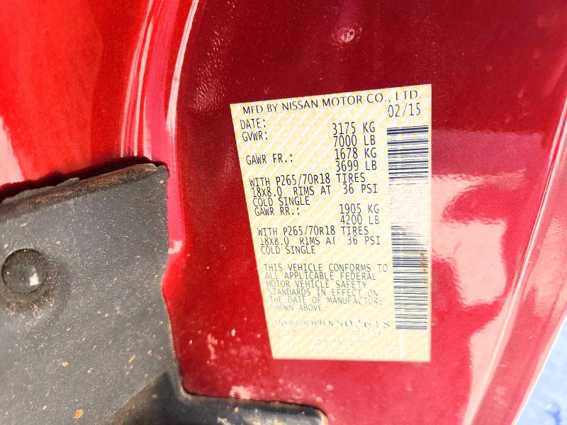 2015 Nissan Titan მანქანა იყიდება აუქციონზე, vin: 1N6BA0CH9FN502618, აუქციონის ნომერი: 65633326