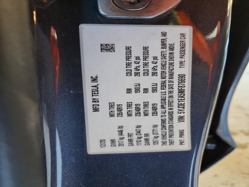 Aukcja sprzedaży 2021 Tesla Model 3, vin: 5YJ3E1EA5MF876690, numer aukcji: 64817936