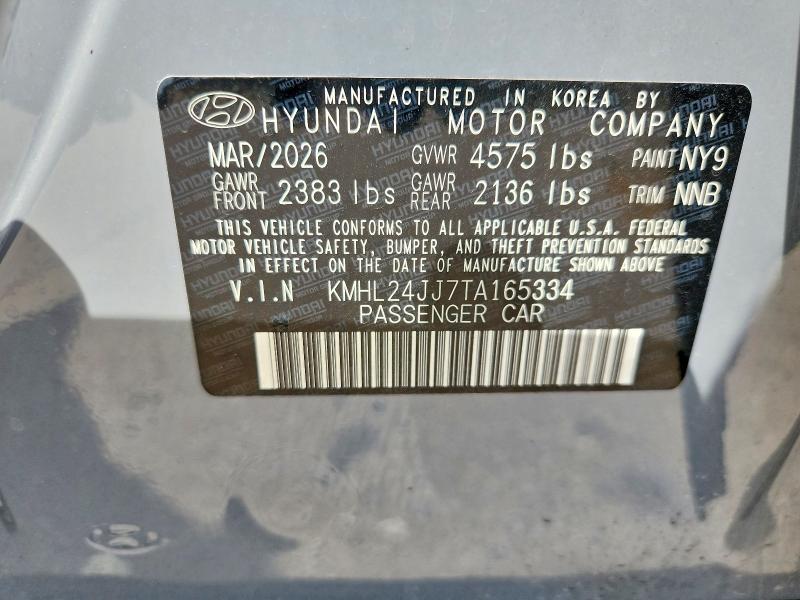 2026 Hyundai Sonata Hybrid მანქანა იყიდება აუქციონზე, vin: KMHL24JJ7TA165334, აუქციონის ნომერი: 67196186
