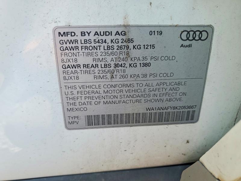Продаж на аукціоні авто 2019 Audi Q5, vin: WA1ANAFY8K2053667, номер лоту: 63158836