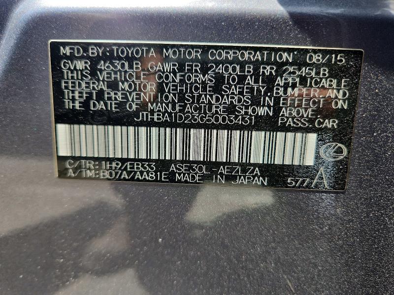 64128886 :رقم المزاد ، JTHBA1D23G5003431 vin ، 2016 Lexus Is مزاد بيع