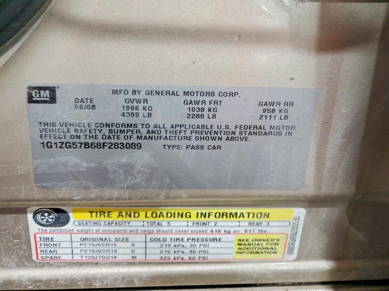 Auction sale of the 2008 Chevrolet Malibu, vin: 1G1ZG57B68F283089, lot number: 64792426