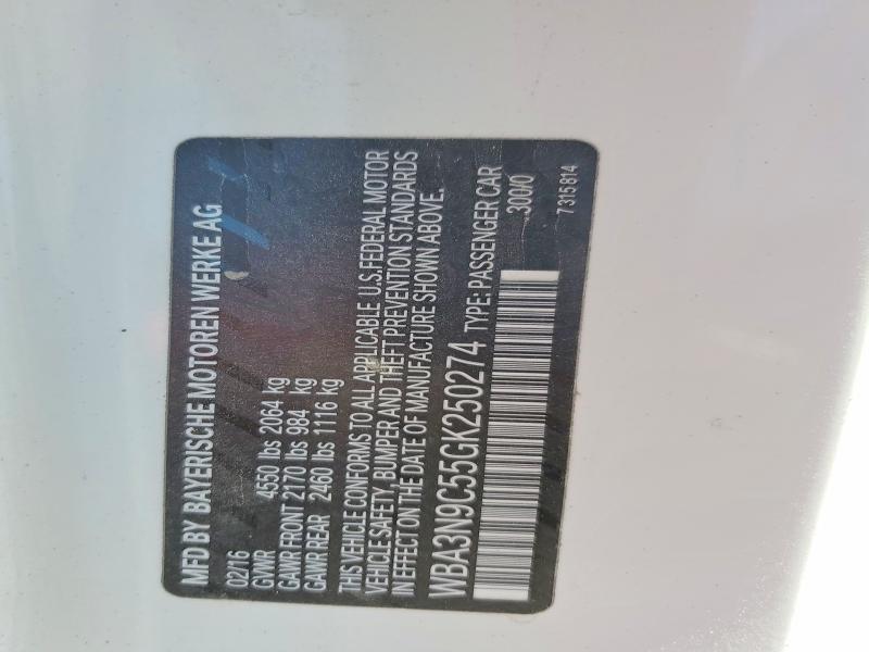 66901316 :رقم المزاد ، WBA3N9C55GK250274 vin ، 2016 Bmw 428 مزاد بيع