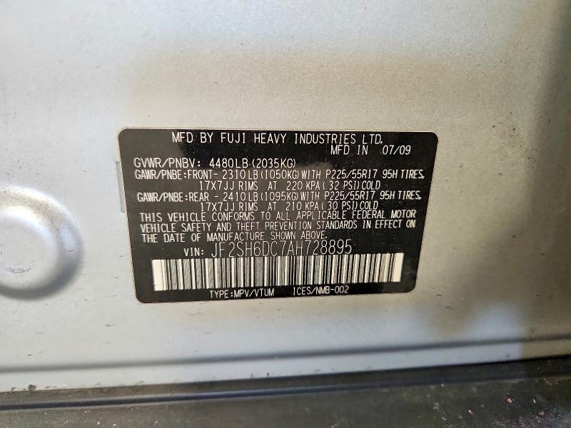 66141006 :رقم المزاد ، JF2SH6DC7AH728895 vin ، 2010 Subaru Forester مزاد بيع