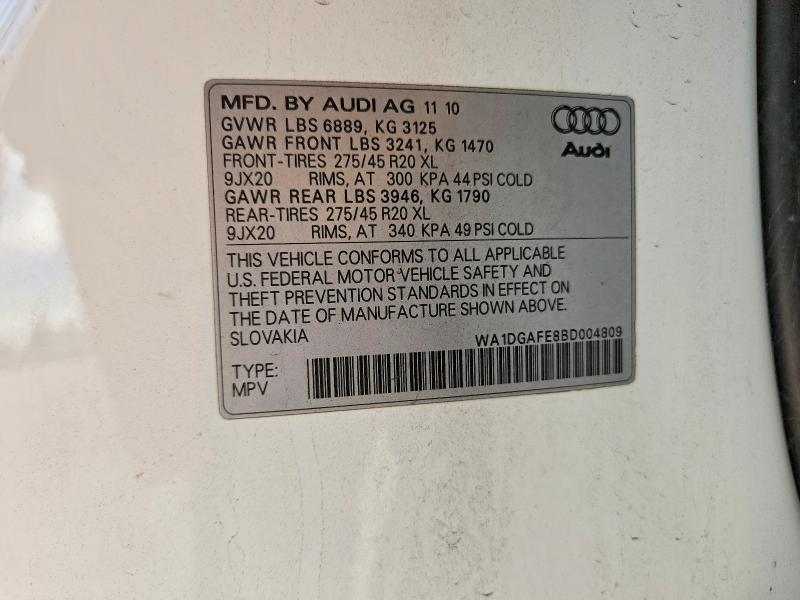 Продаж на аукціоні авто 2011 Audi Q7, vin: WA1DGAFE8BD004809, номер лоту: 65568496