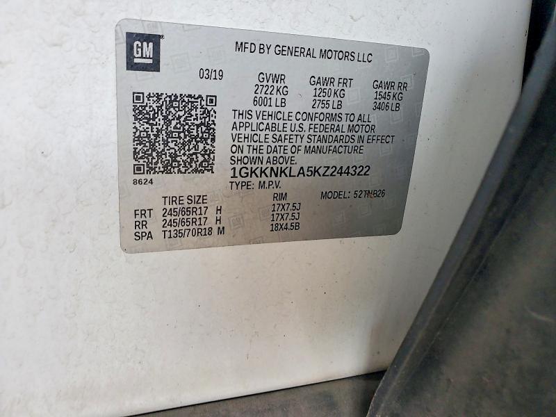 Продаж на аукціоні авто 2019 Gmc Acadia, vin: 1GKKNKLA5KZ244322, номер лоту: 65103876