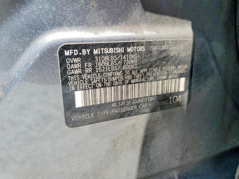 66198776 :رقم المزاد ، ML32F3FJ0JHF07997 vin ، 2018 Mitsubishi Mirage مزاد بيع