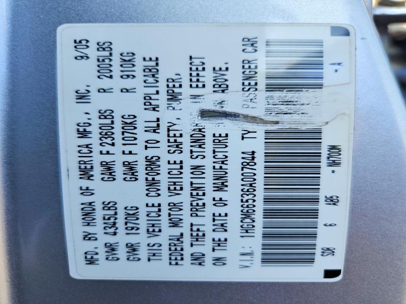 Продаж на аукціоні авто 2006 Honda Accord, vin: 1HGCM66536A007844, номер лоту: 65120536