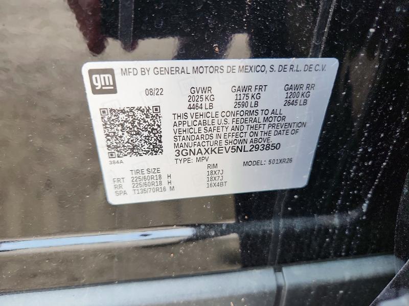 Продаж на аукціоні авто 2022 Chevrolet Equinox, vin: 3GNAXKEV5NL293850, номер лоту: 65512746