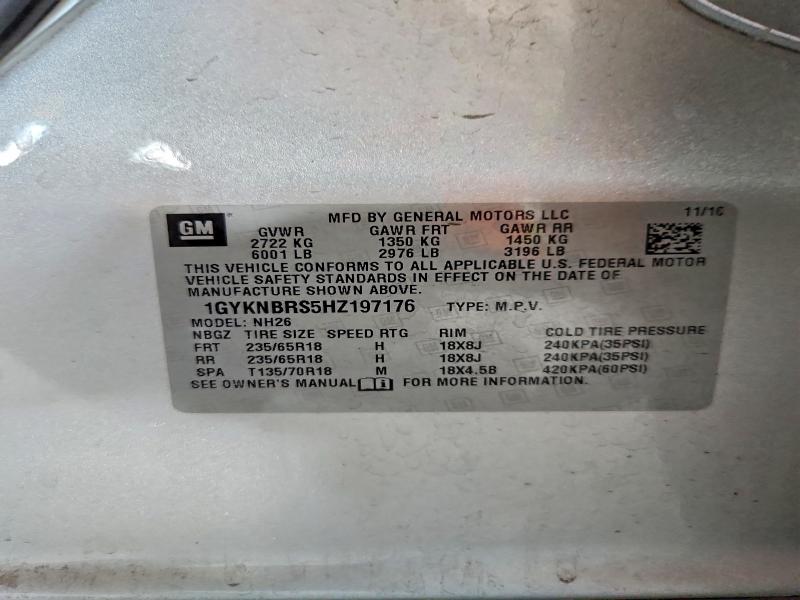 67110256 :رقم المزاد ، 1GYKNBRS5HZ197176 vin ، 2017 Cadillac Xt5 مزاد بيع