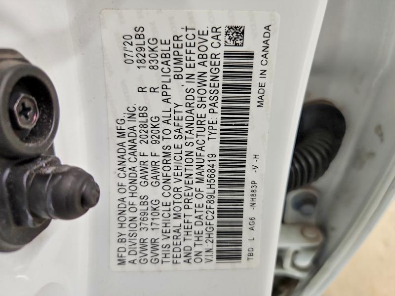 Продажа на аукционе авто 2020 Honda Civic, vin: 2HGFC2F89LH568419, номер лота: 65579406