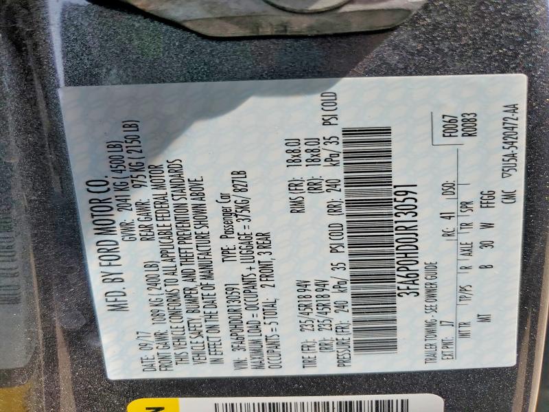 Продаж на аукціоні авто 2018 Ford Fusion, vin: 3FA6P0HD0JR130591, номер лоту: 65731316