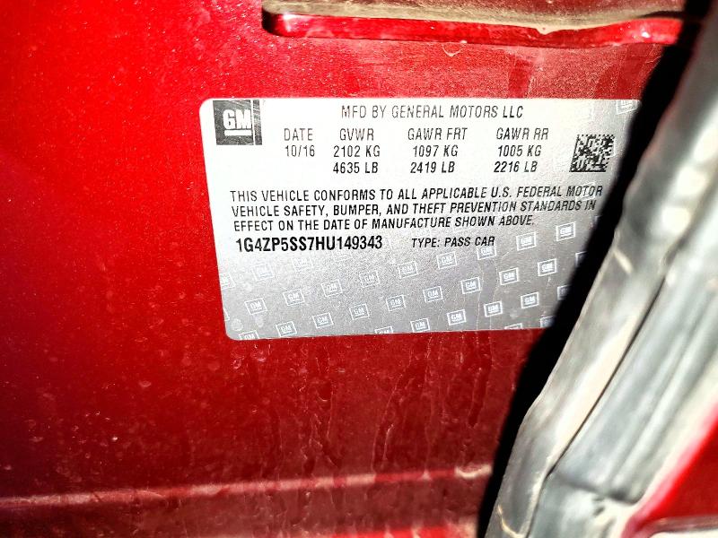 63925916 :رقم المزاد ، 1G4ZP5SS7HU149343 vin ، 2017 Buick Lacrosse مزاد بيع